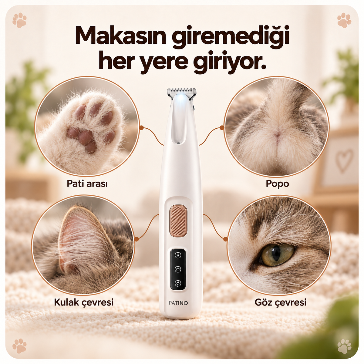 Patino™ Sessiz Kedi Pati Tıraş Makinesi